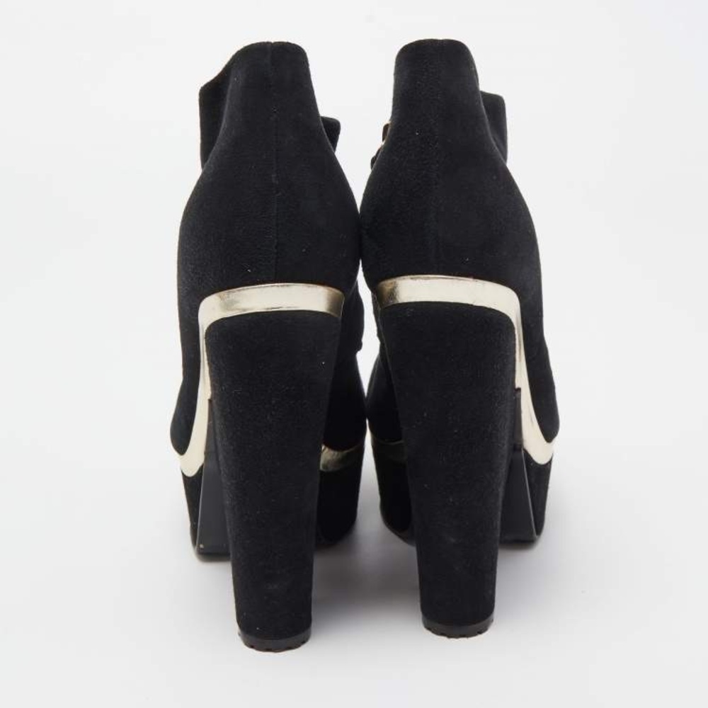Giuseppe Zanotti Black Suede Gold Booties Size 39 - Picture 3 of 11